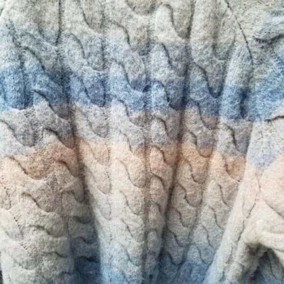 Zara Blue Pink Wool Blend Cable-Knit Button Up Sweater Cardigan L - Picture 10 of 16